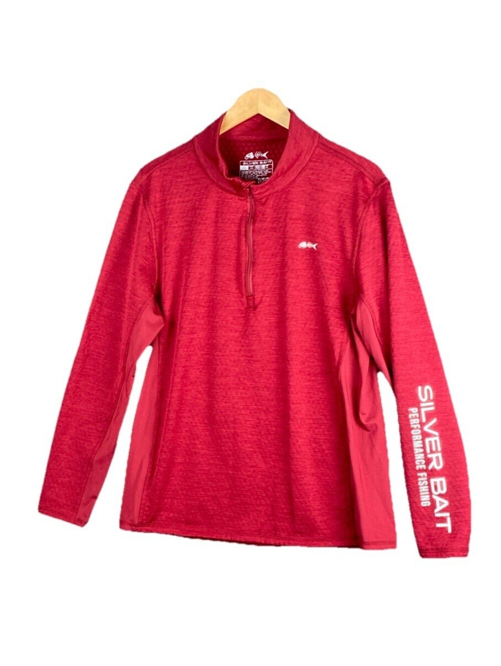 Silver Bait Men’s M Maroon Red 1/4 Zip Long Sleeve Performance Shirt